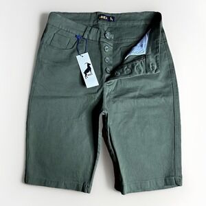 Ibex Shorts Mens 30x10 Green Button Fly Cotton Stretch Outdoor Hiking Pockets